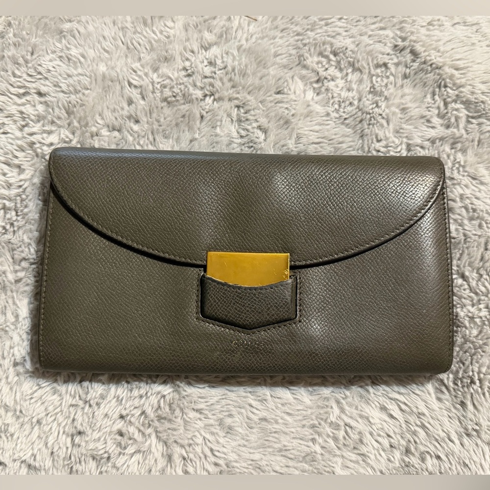 Celine Trotter Large Flap Wallet- Stone